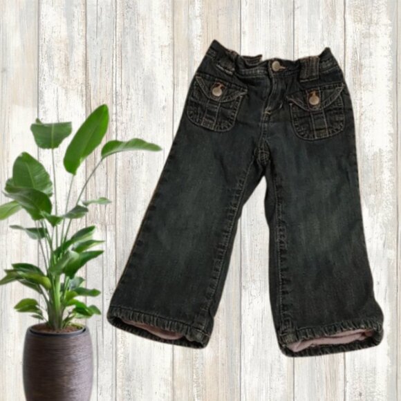 3/$25 Old Navy Lined baby girl dark blue denim jeans - Picture 1 of 9